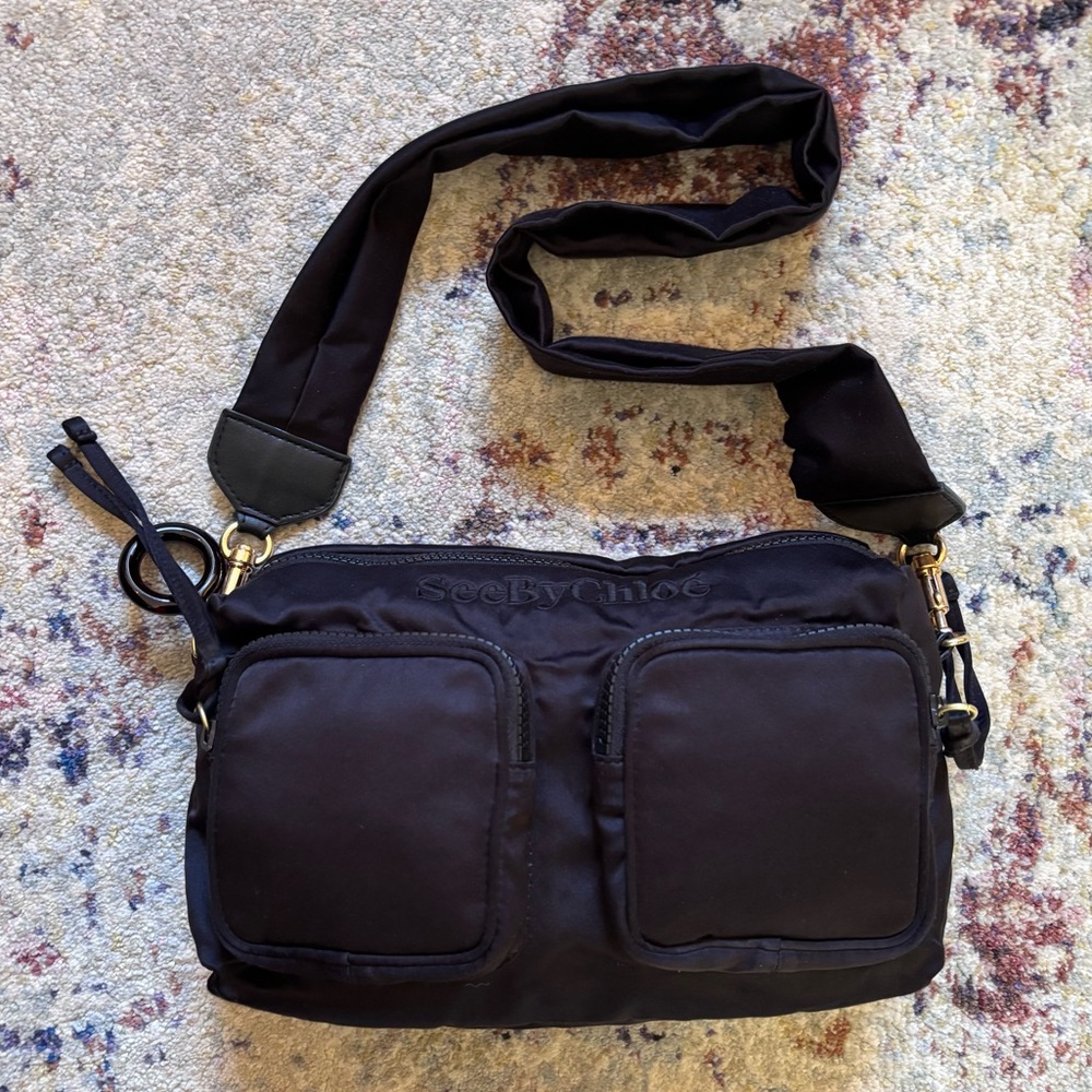 SEE BY CHLOE BLACK SATIN TILLY BAG - Picture 2 of 13
